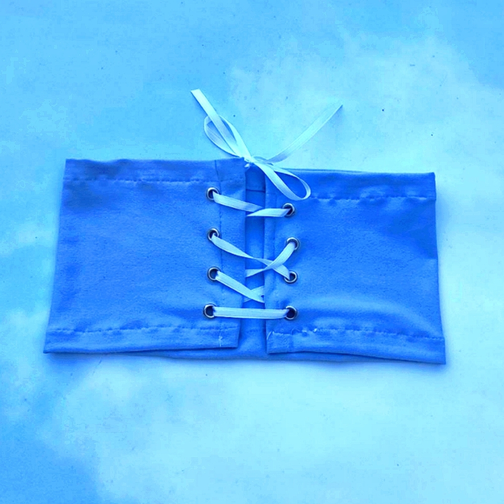 bandeau tube top/corset top.Powder blue, sly blue super soft stretch knit. Cor